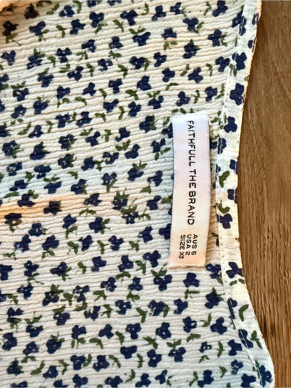 Faithfull the Brand White Top with Navy Floral Print